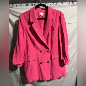 a new day Bold Pink Double-Breasted Blazer